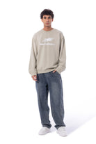 Washed Blue Wide-Leg Logo Jeans