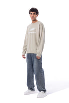 Washed Blue Wide-Leg Logo Jeans